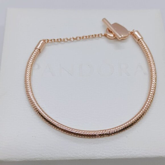 Pandora Moments Heart T-Bar Snake Chain Bracelet, Gold-Plated - Picture 9 of 9